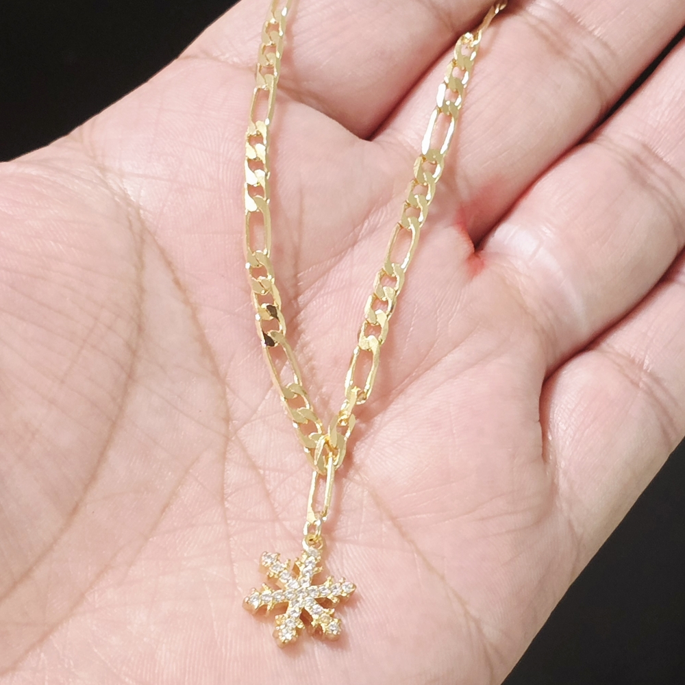 Gold Snowflake Pendant Necklace